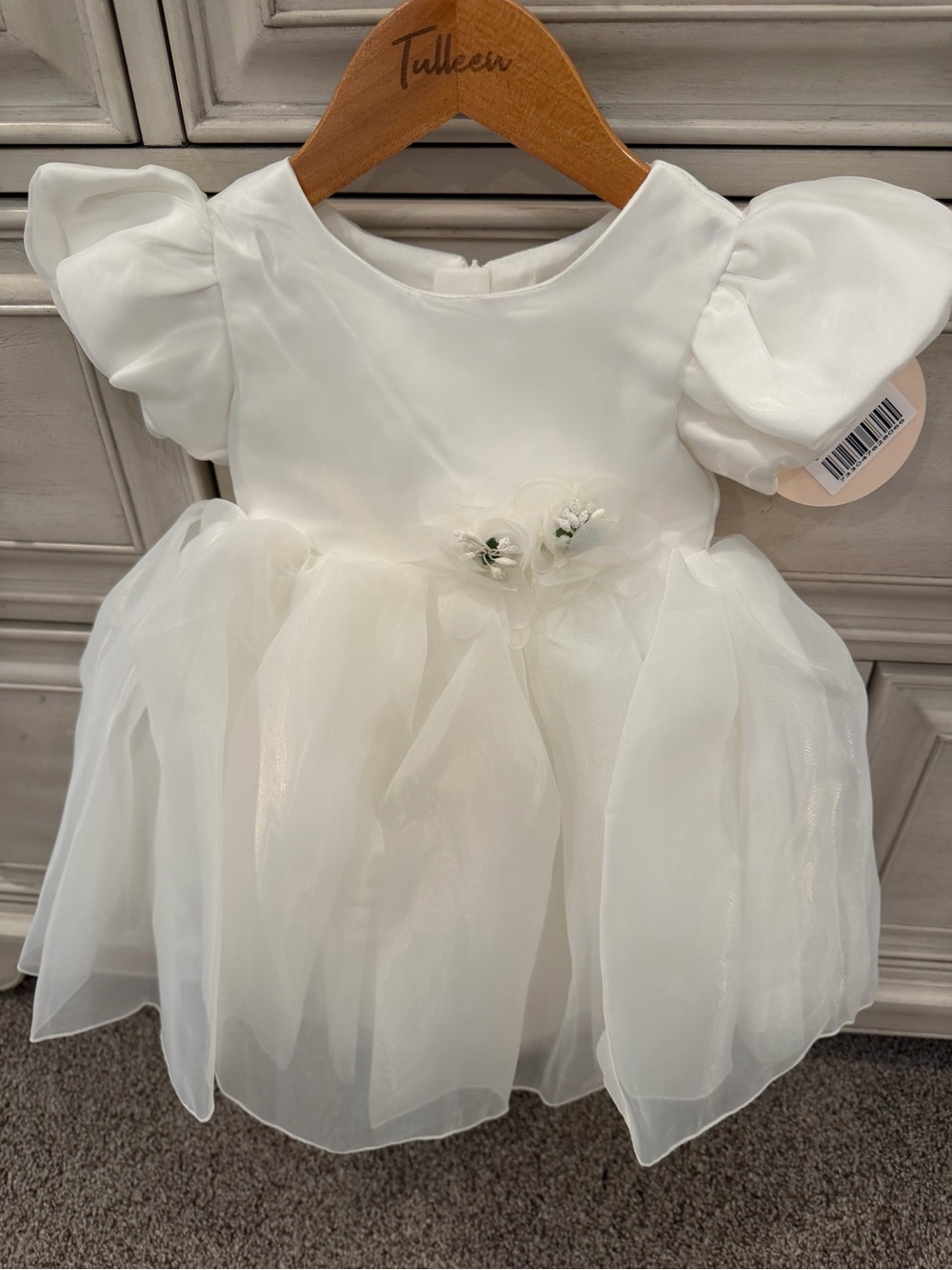 White flower girl or birthday dress one year old